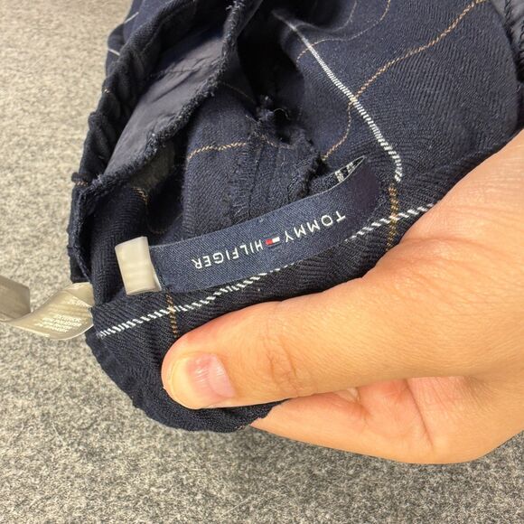 Tommy Hilfiger Pants Women 14 Blue Plaid High Rise Chino Flat Front Pockets - Picture 6 of 9